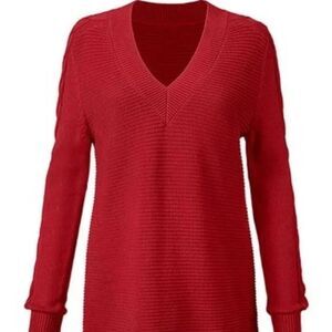 New CAbi Standout Pullover Red Sweater Size S